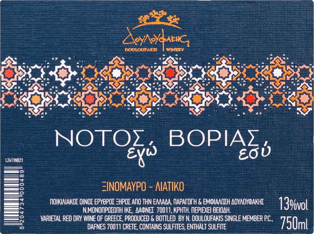 Ετικέτα Κρασιού Notos Borias – Douloufakis.
